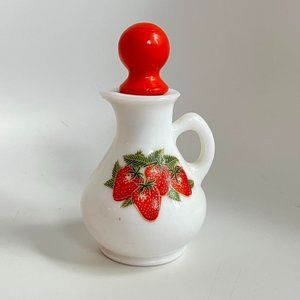 Vintage Glass Avon Strawberry Pitcher Avon White and Red Decor Home Accesories